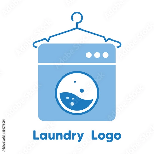 Obraz Laundry Logo, hanger and washing machine icon flat design vector illustration