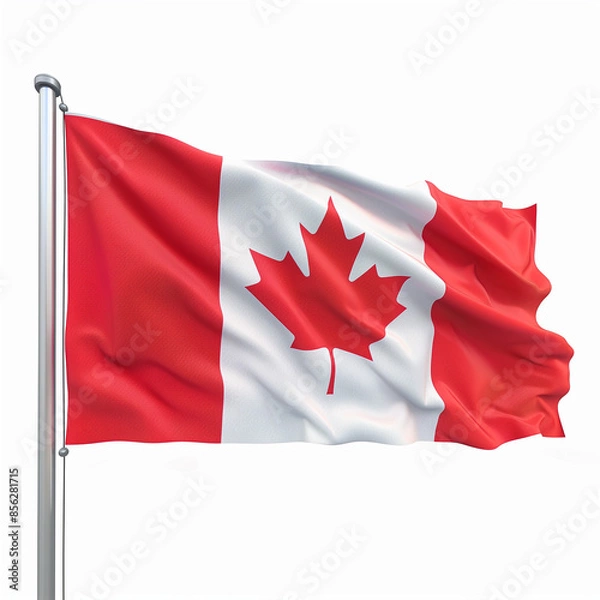 Fototapeta Canadian flag waving isolated on white background