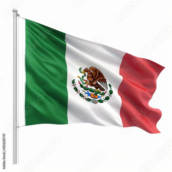 Obraz mexican flag waving on the wind isolated os white background olympic games