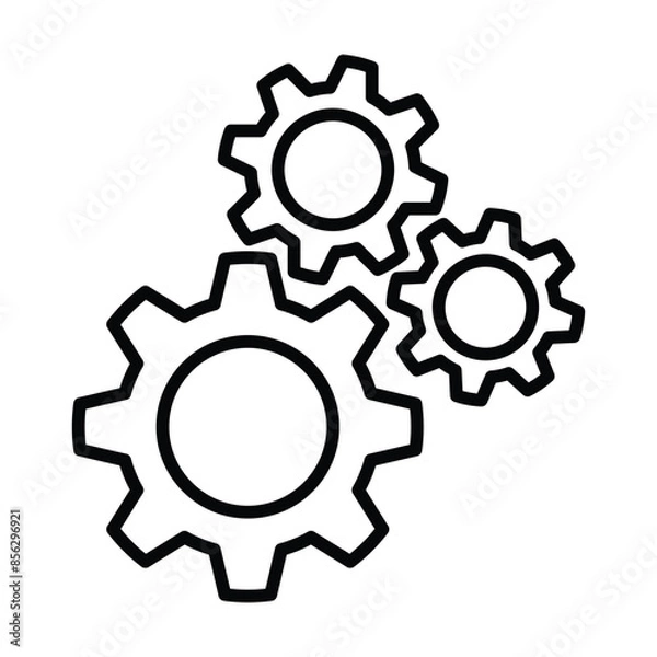 Obraz Gear icon, black and white line art