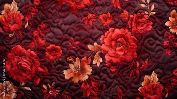 Obraz Quilted textile featuring floral design.
