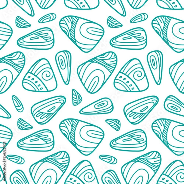Fototapeta Seamless vector pattern with rocks. Marine background. Underwater life. Good for textiles, wrapping paper, wallpaper.