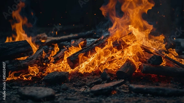 Fototapeta fire in the fireplace