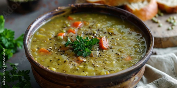 Fototapeta Split pea soup on the table