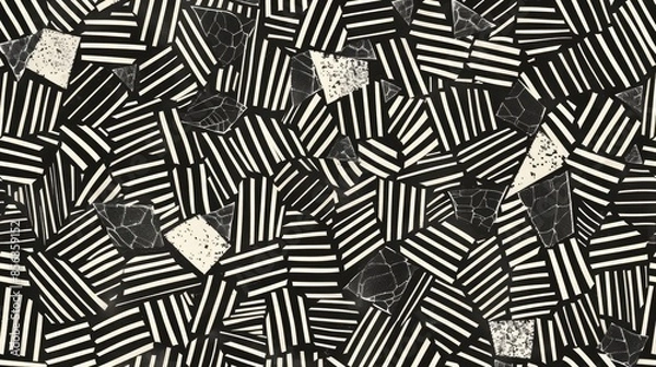 Fototapeta Monochrome mosaic design for textiles backdrops tiles and patterns