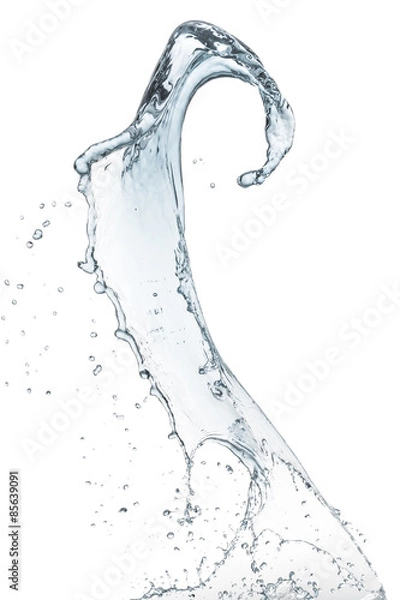 Fototapeta water splashing flowing in the air, isolated on white background