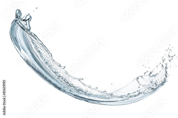 Fototapeta water splashing flowing in the air, isolated on white background