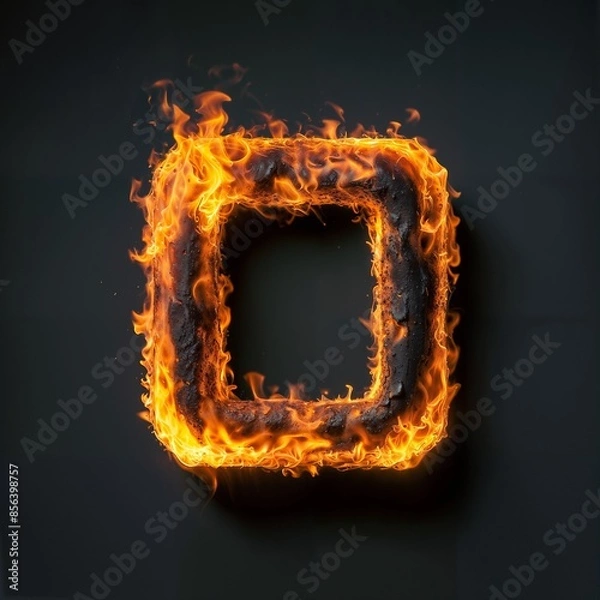Obraz Fire letter O on black background, flames