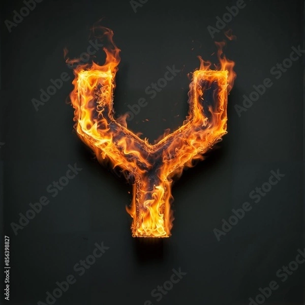 Obraz Fire letter Y on black background, flames