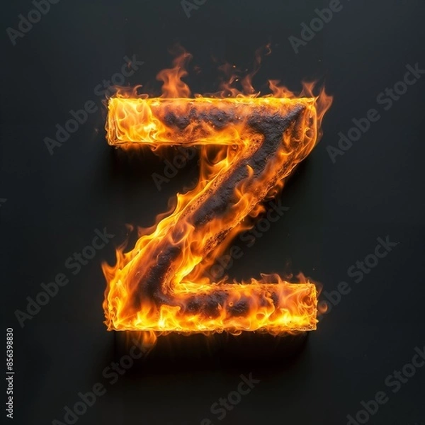 Obraz Fire letter Z on black background, flames