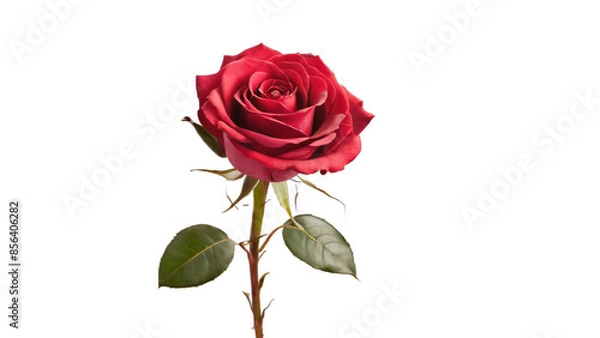 Fototapeta single red rose isolated on white background , transparent png image