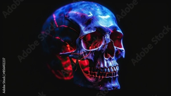 Fototapeta Glowing Skull in Neon Light