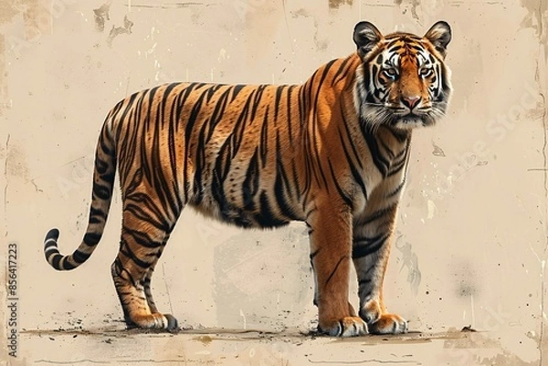 Fototapeta Illustration of a tiger in the wild.