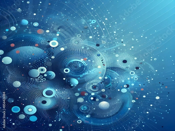 Obraz A blue abstract background with dots Shiny blue abstraction