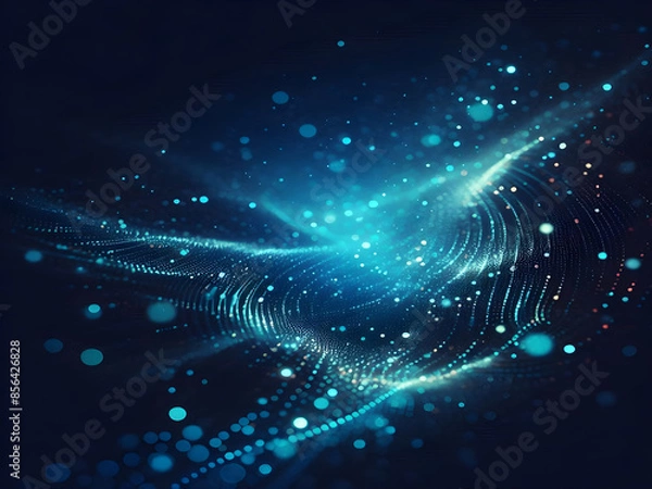 Fototapeta A blue abstract background with dots Shiny blue abstraction