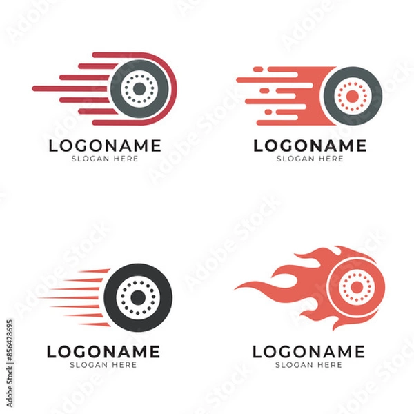 Obraz tires fire speed logo icon set