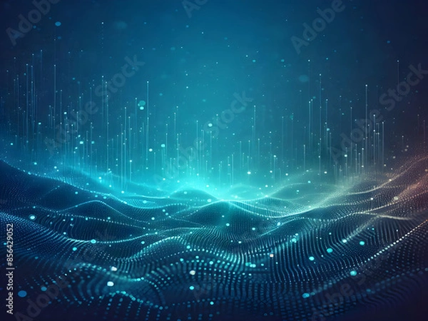 Fototapeta A blue abstract background with dots Shiny blue abstraction