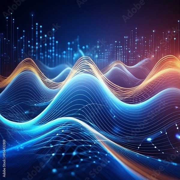 Fototapeta technology wave digital background illustration vibrant motion, futuristic forms, lines shapes technology wave digital background