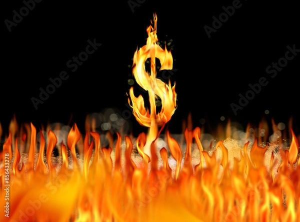 Obraz Conceptual burning dollar sign