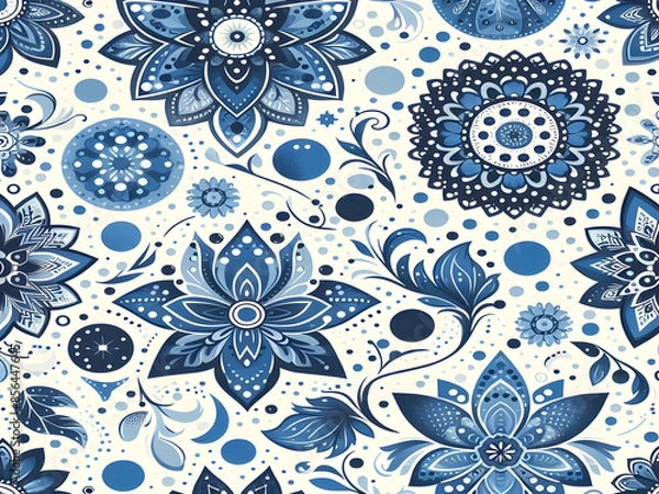 Fototapeta Abstract background with blue and white dots