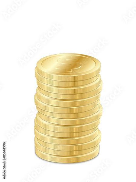 Fototapeta Gold dollar coins. Vector illustration