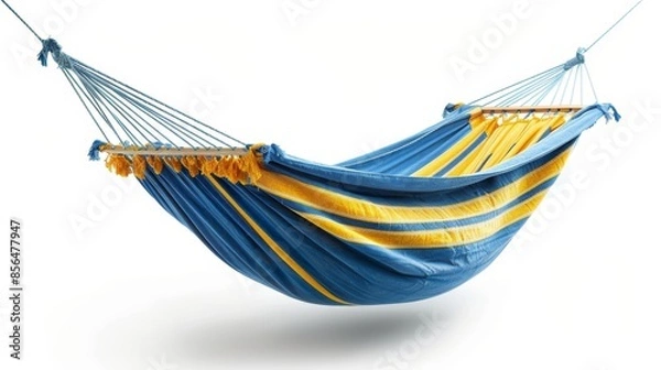 Obraz Vibrant Blue and Yellow Hammock in Minimalist Setting