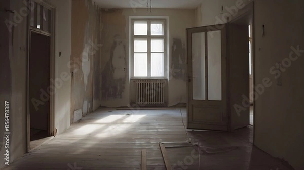 Fototapeta Empty room during renovation in modern house : Generative AI