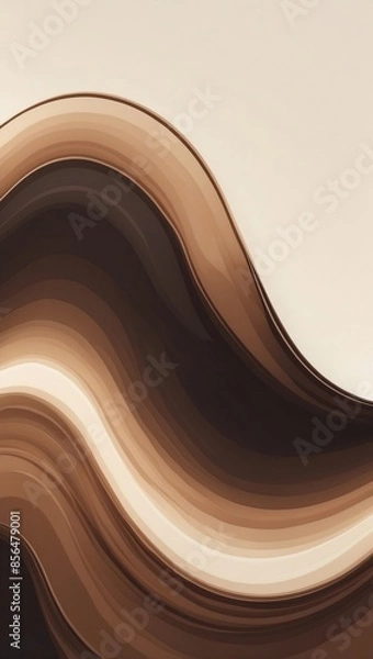 Fototapeta An illustration of a large, brown and white gradient wave against a white background