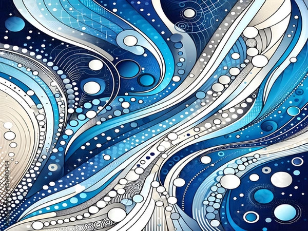 Fototapeta Abstract background with blue and white dots