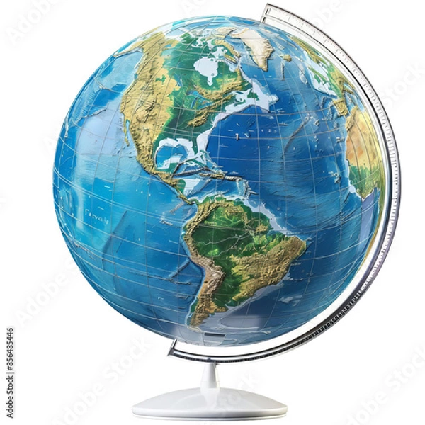 Fototapeta globe clipart, science classroom element, , blue and green, isolated on white background