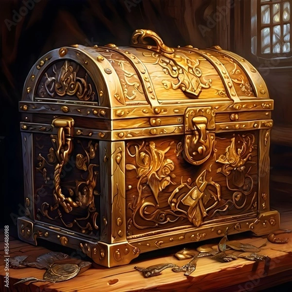 Obraz 닫힌 보물상자, 금,