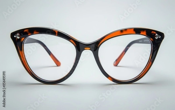 Fototapeta Eyeglass frames for nearsightedness, farsightedness or sun protection, many shapes, many colors, both metal and plastic, colored and white backgrounds.