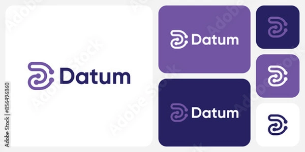 Fototapeta Technology connection geometric initial letter D vector logo design with modern, simple, clean and abstract style.