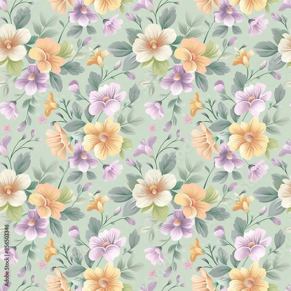 Fototapeta Floral variety color, form natural, seamless fabric pattern.