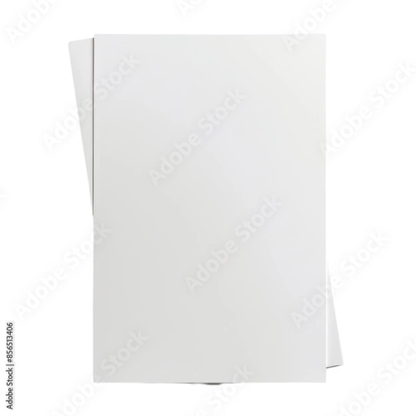Obraz Blank white book cover with slight bend, isolated on white background. Perfect for mockups and design projects.