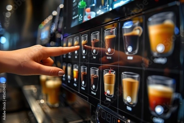 Fototapeta Choosing Coffee on Modern Vending Machine