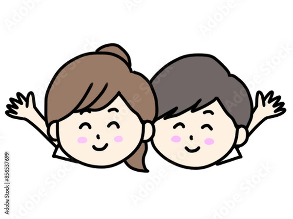 Obraz 若い女性と男性のイラスト