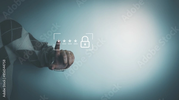 Fototapeta OTP one time password or pin code to access security system, verification of Internet, 2FA two-factor authentication