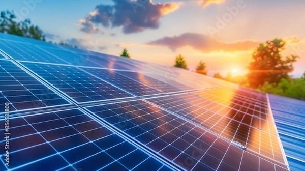 Obraz solar panels on the roof