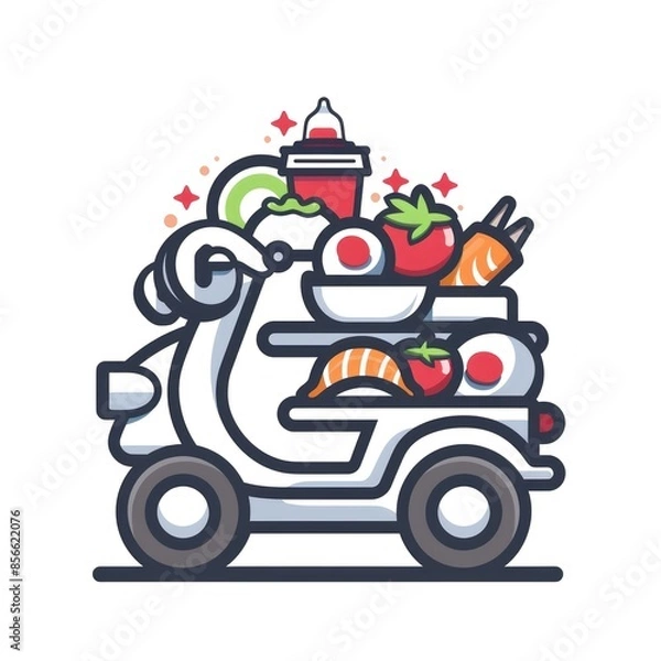 Obraz Sushi Delivery Scooter Illustration