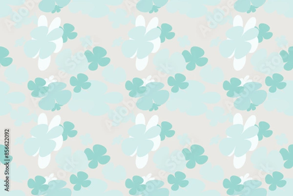 Obraz Spring Flower Pattern Vintage 70s Style Flower Background Illustration. Colorful Pastel Color Groovy Artwork Bundle, Y2k Nature Backgrounds With Spring Plants.