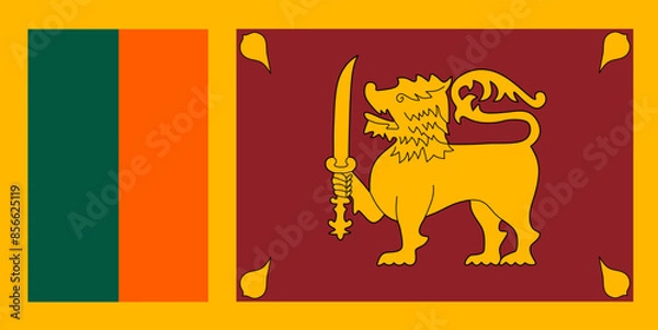 Fototapeta Sri Lanka official flag vector with standard size and proportion. National flag emblem with accurate size and colors.