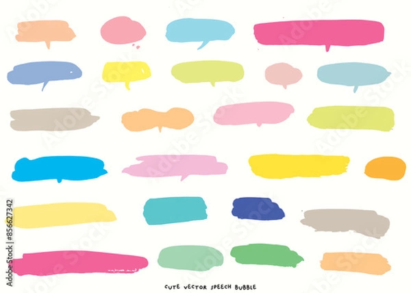 Fototapeta Cute vector speech bubble colorful set,Hand drawn set of speech bubbles with handwritten for book ,card, business, poster design, textile graphics, cute doodle