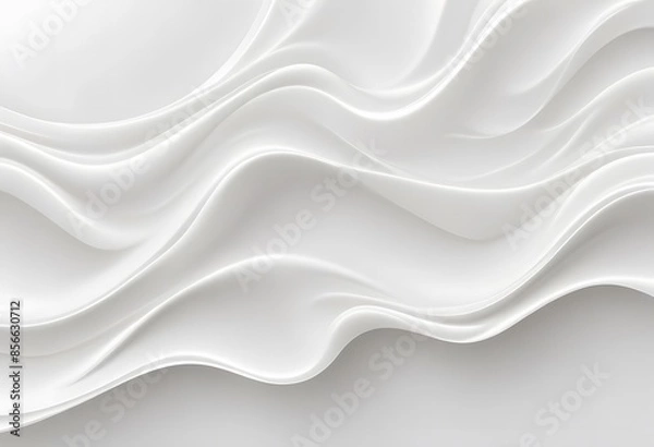 Fototapeta 3D white geometric abstract background overlaps layer on bright space with wave decoration. Minimalist modern graphic design element cutout style concept for banner, flyer, card, or brochure cover