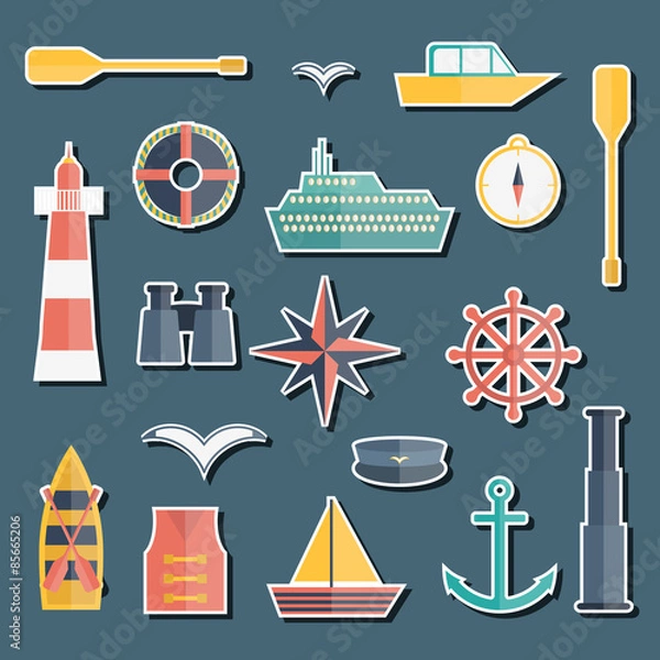 Obraz Set of  flat boating stickers