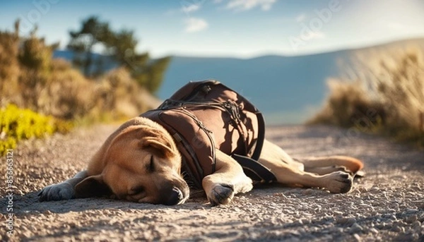 Obraz 熱中症でぐったりする犬