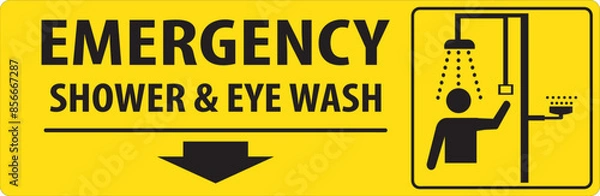 Obraz Emergency shower and eye wash station sign vector.eps