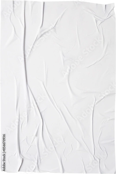 Fototapeta white crumpled and creased paper poster texture isolated on white background