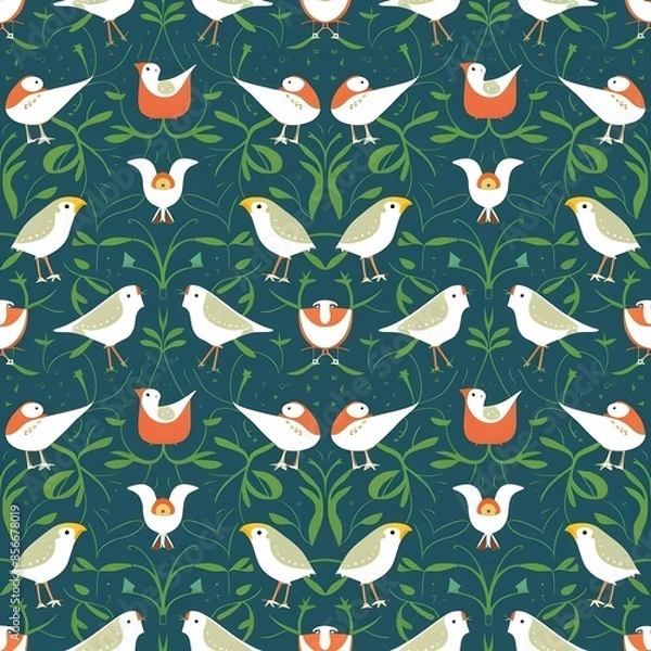 Fototapeta seamless pattern with birds