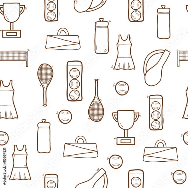 Obraz Seamless hand drawn background on tennis theme